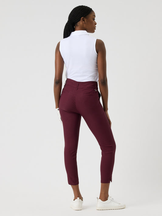 Pantalon capri droit décontracté à plis et poches, taille haute Pantalon capri droit décontracté à plis et poches, taille haute