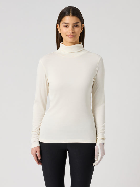 Ancona Long-Sleeved Roll-Neck Top Ivory
