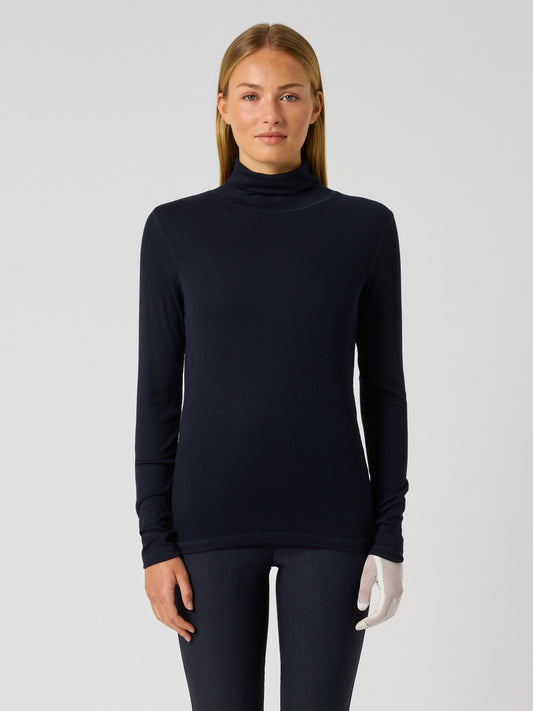 Ancona Long-Sleeved Roll-Neck Top Navy