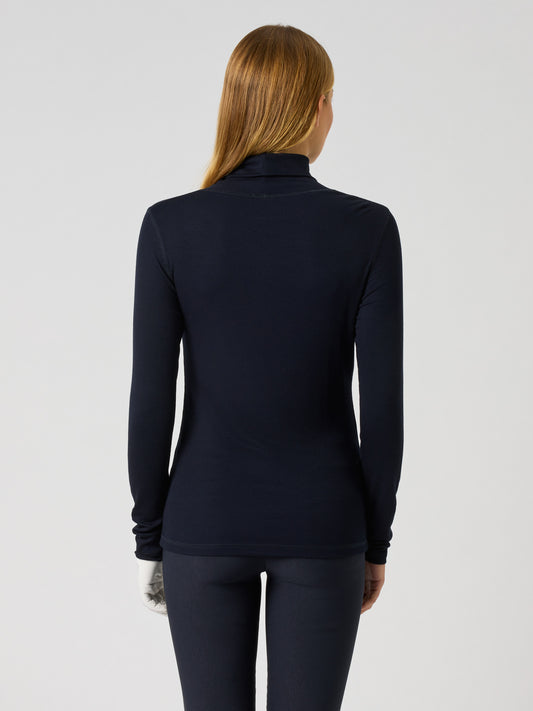 Ancona Long-Sleeved Roll-Neck Top Navy