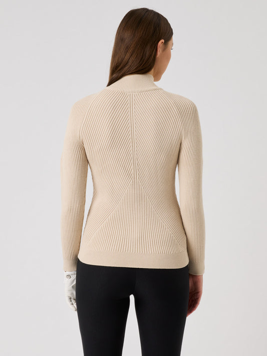 Rib Long-Sleeved Cardigan Oyster