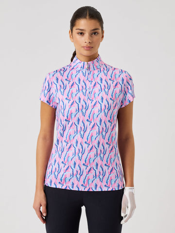 Air Cap-Sleeved Top Swerly Stripe