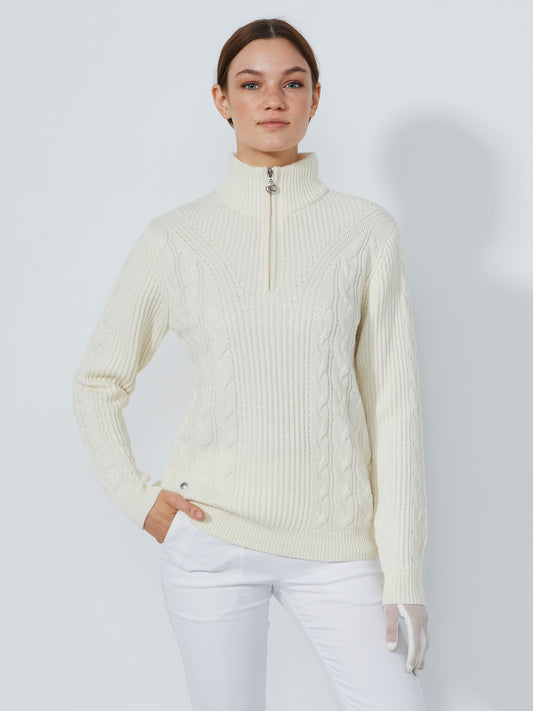 Cable Long-Sleeved Pullover Unlined Ivory