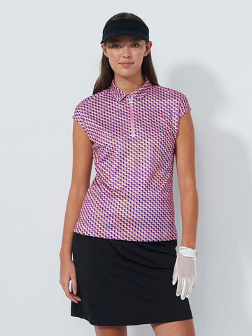 Printed Cap-Sleeved Top Pop Geo