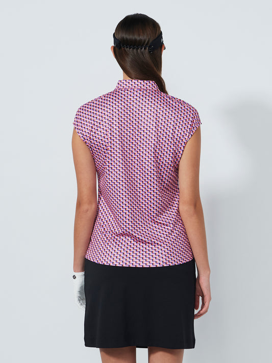 Printed Cap-Sleeved Top Pop Geo