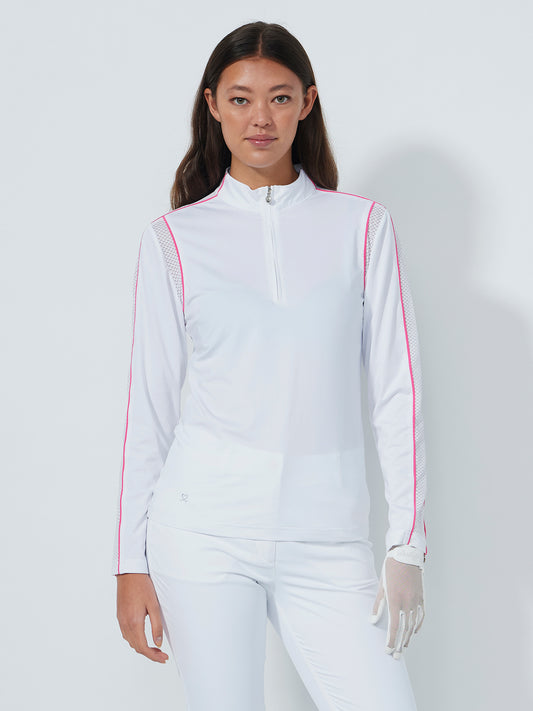 Mesh Insert Long-Sleeved Top White