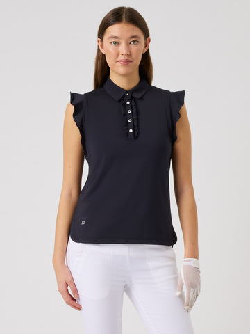 Frill Sleeveless Top Navy