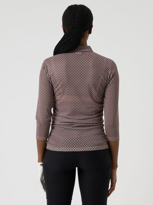 Breeze Mesh 3/4-Sleeved Top Abstract Wave