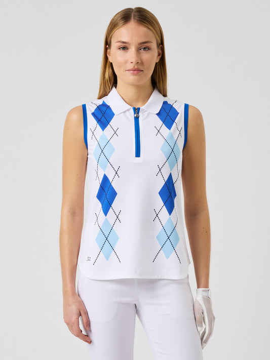 Argyle Sleeveless Top Mid Blue