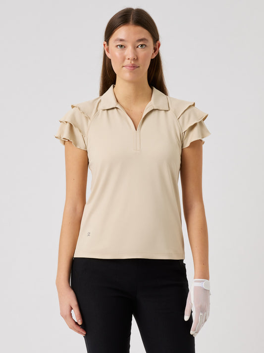 Frill Cap-Sleeved Top Oyster