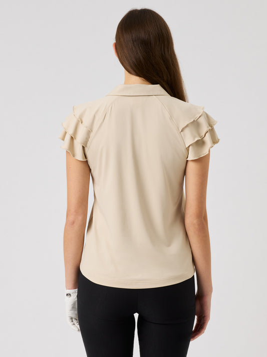Frill Cap-Sleeved Top Oyster