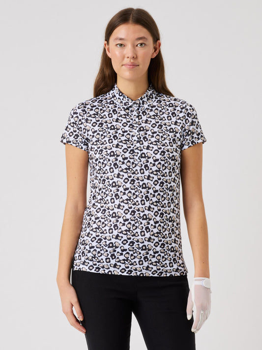Sheermotion Cap-Sleeved Top Leo Contrast