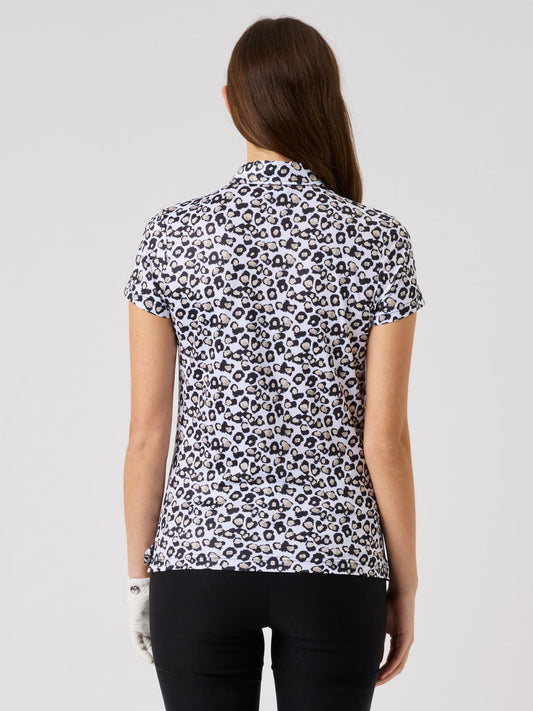 Sheermotion Cap-Sleeved Top Leo Contrast