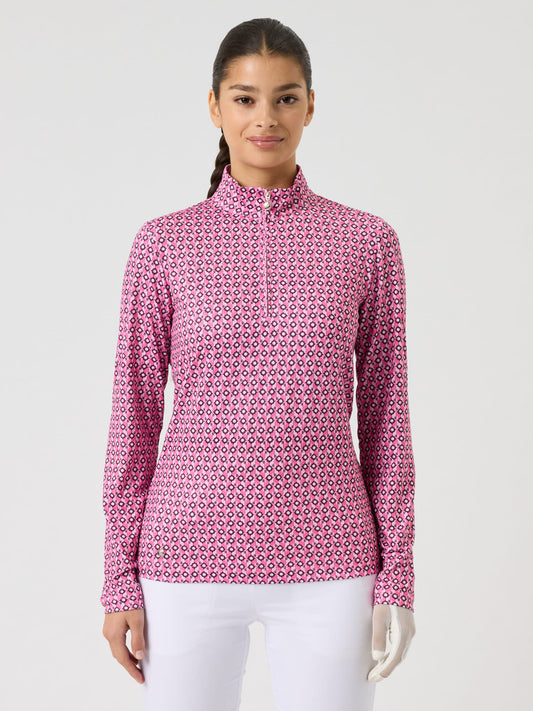 Sheermotion Long-Sleeved Top Geometric Palm Tree