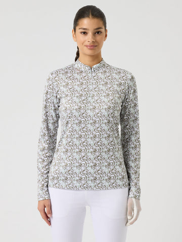 Dull Printed Long-Sleeved Top Abstract Swirl