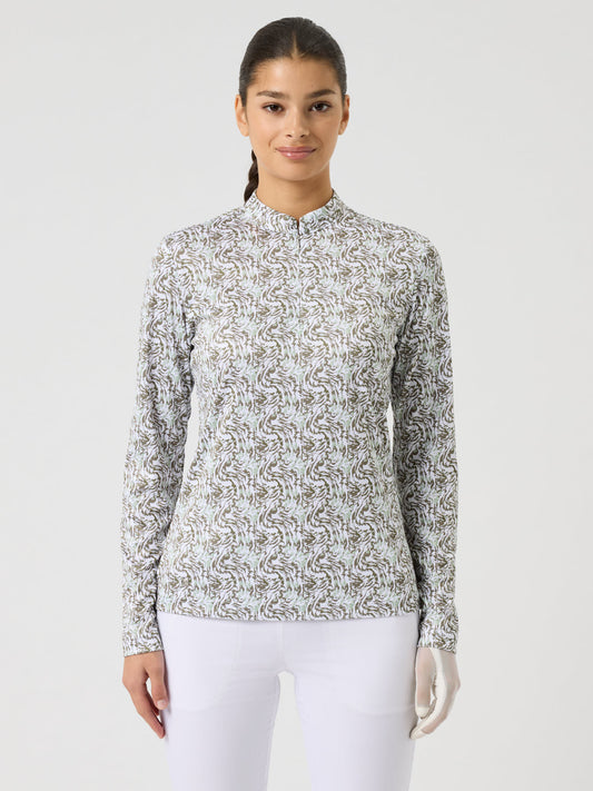Dull Printed Long-Sleeved Top Abstract Swirl