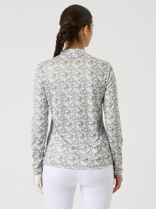 Dull Printed Long-Sleeved Top Abstract Swirl