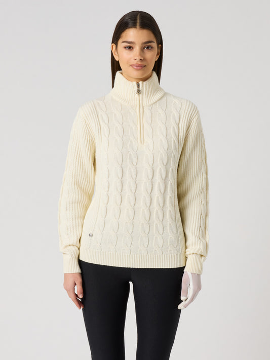 Cable Ls Pullover Unlined Ivory