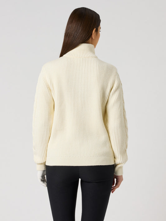 Cable Ls Pullover Lined Ivory