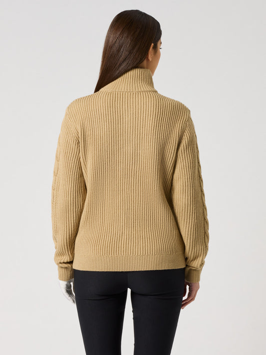 Cable Ls Pullover Lined Bark