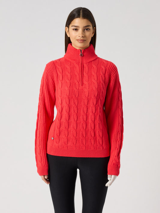 Cable Ls Pullover Unlined Poppy red