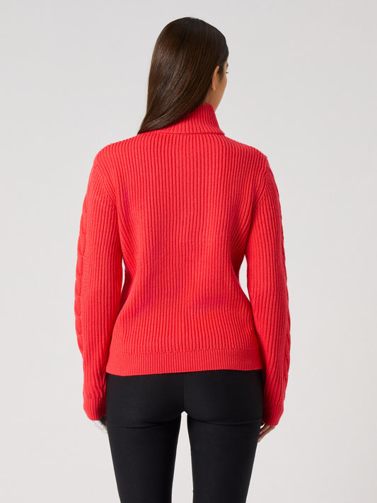 Cable Ls Pullover Unlined Poppy red