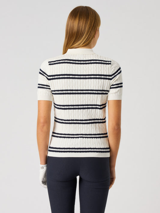 Stripe Madelene 1/2s Polo Shirt White