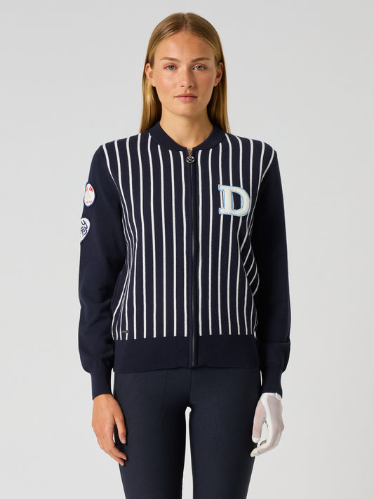 Striped Knit Jacket Navy
