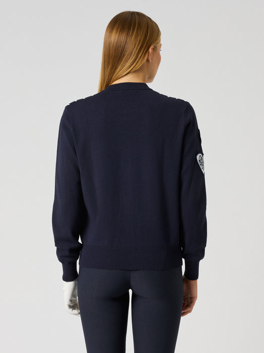Striped Knit Jacket Navy