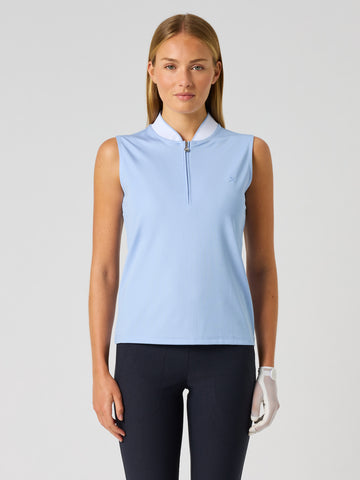 Ribbed Sl Polo Shirt Light Blue