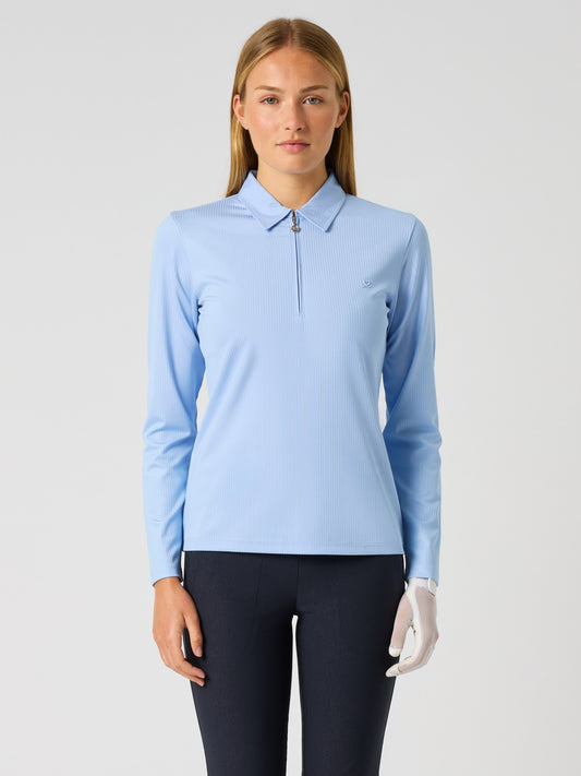 Ribbed Ls Polo Shirt Light Blue
