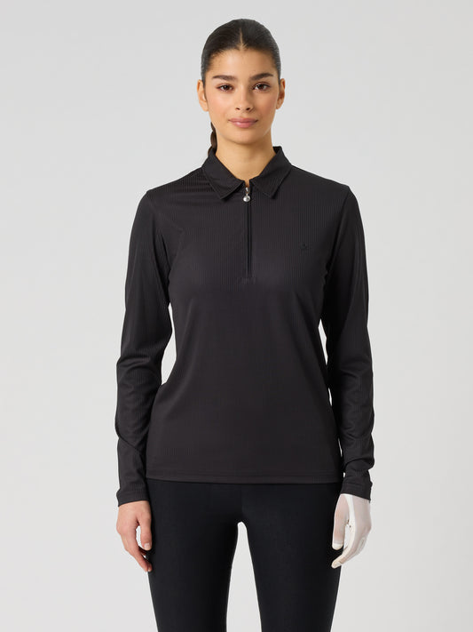 Ribbed Ls Polo Shirt Black