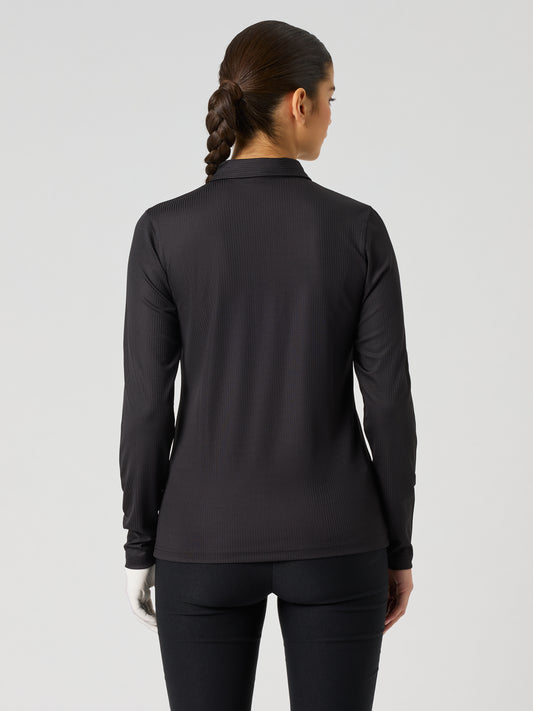Ribbed Ls Polo Shirt Black