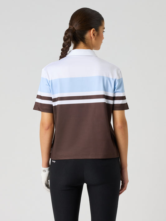 Cropped Striped 1/2s Polo Shirt Brownie