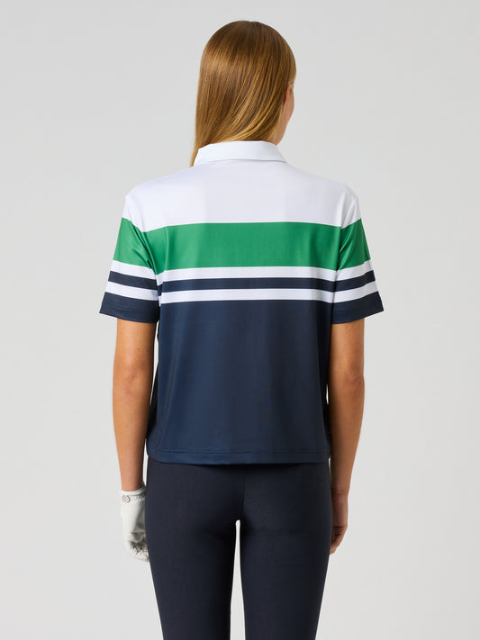 Cropped Striped 1/2s Polo Shirt Navy