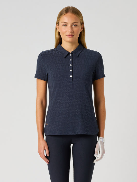 Graphic Jaquard Ss Polo Shirt Navy