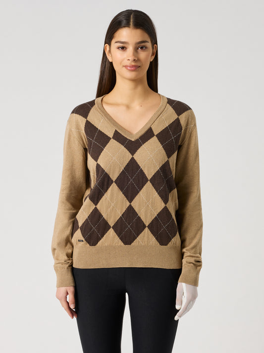 Argyle V-neck Pullover Bark