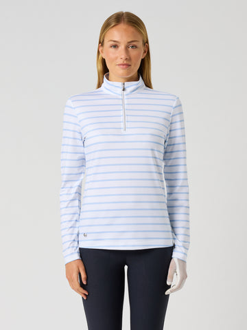Printed Ls Half Neck Light Blue Stripe