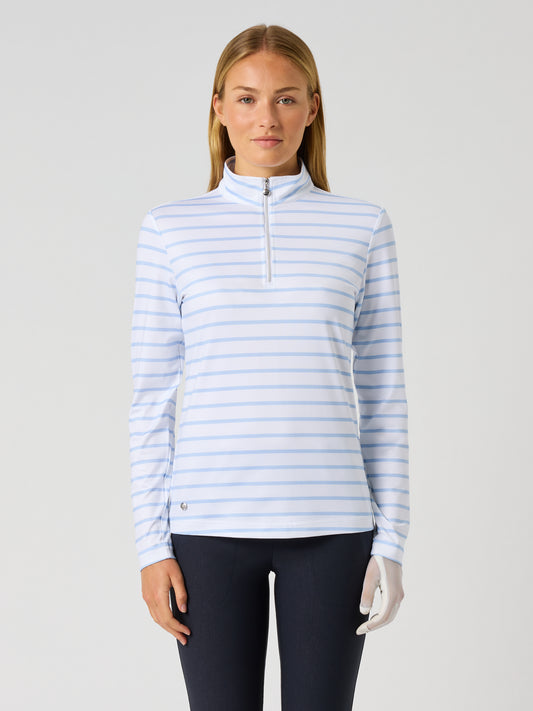 Printed Ls Half Neck Light Blue Stripe