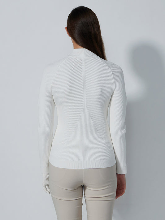 Rib Long-Sleeved Cardigan White
