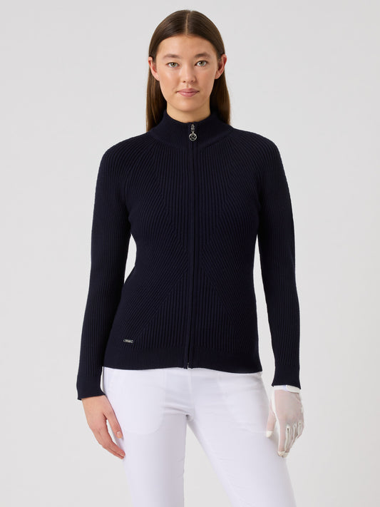 Rib Long-Sleeved Cardigan Navy