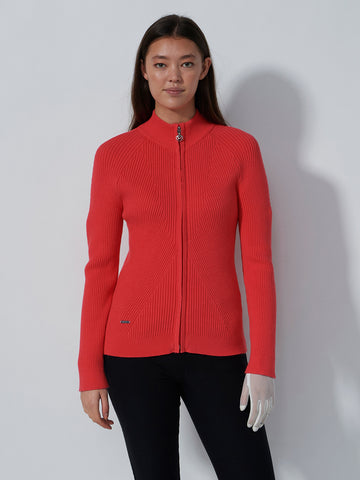 Rib Long-Sleeved Cardigan Intense Coral