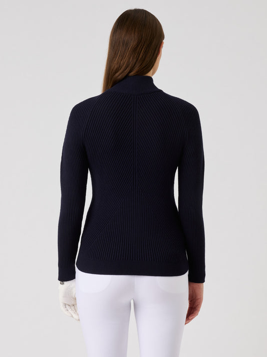 Rib Long-Sleeved Cardigan Navy