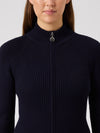 Rib Long-Sleeved Cardigan Navy