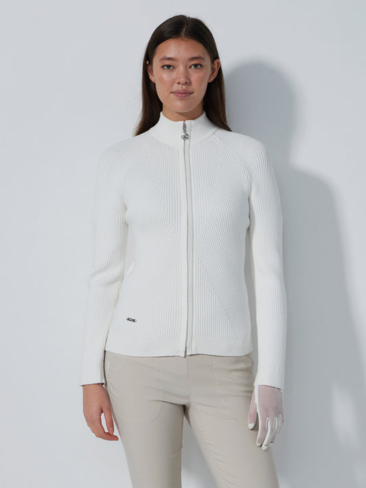 Rib Long-Sleeved Cardigan White