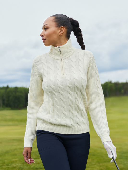 Cable Ls Pullover Lined Ivory